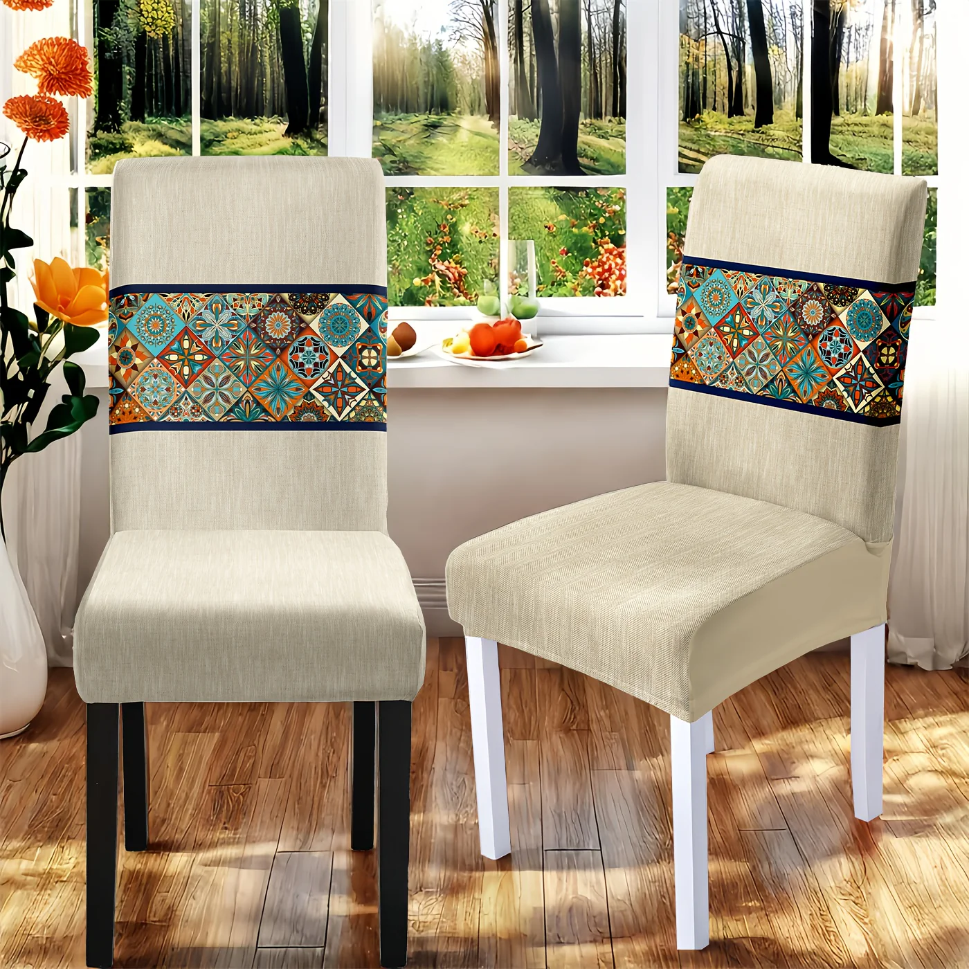 7 pièces Superbe ensemble de nappe rectangulaire + housse de chaise – Image 5