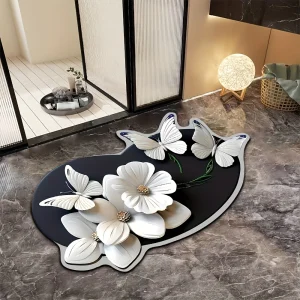 Tapis de bain papillon à motif floral