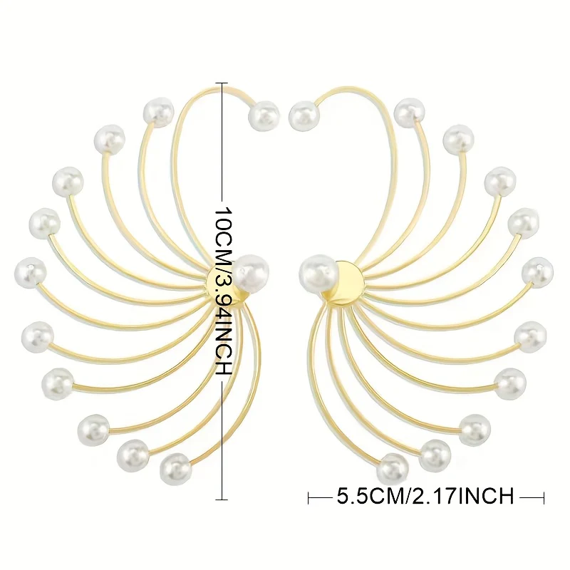 1 paire de boucles d'oreilles pendantes élégantes en forme d'éventail – Image 4