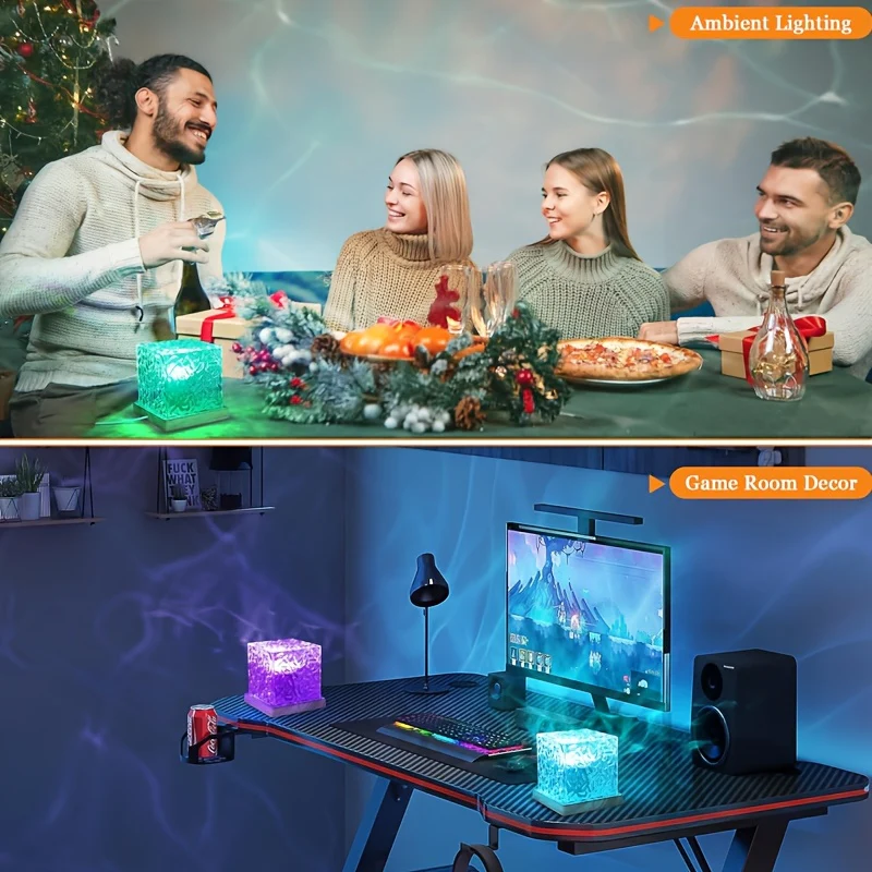 Projecteur de lumière nocturne 16 couleurs, cube lumineux en cristal – Image 8