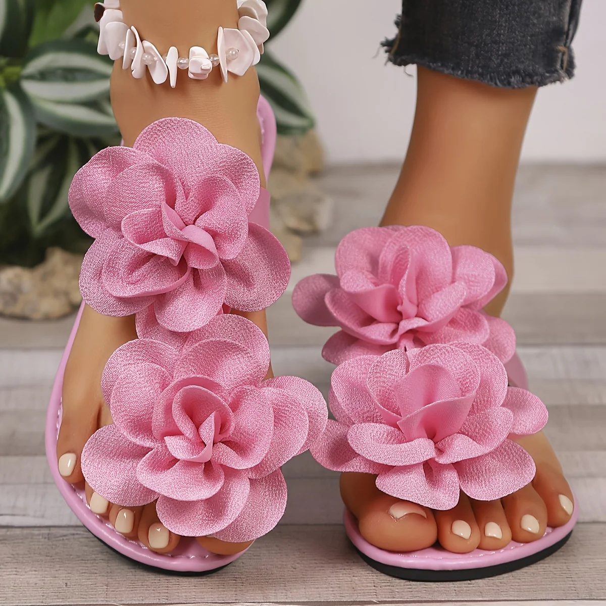Sandales plates élégantes à fleurs pour femmes – Image 2