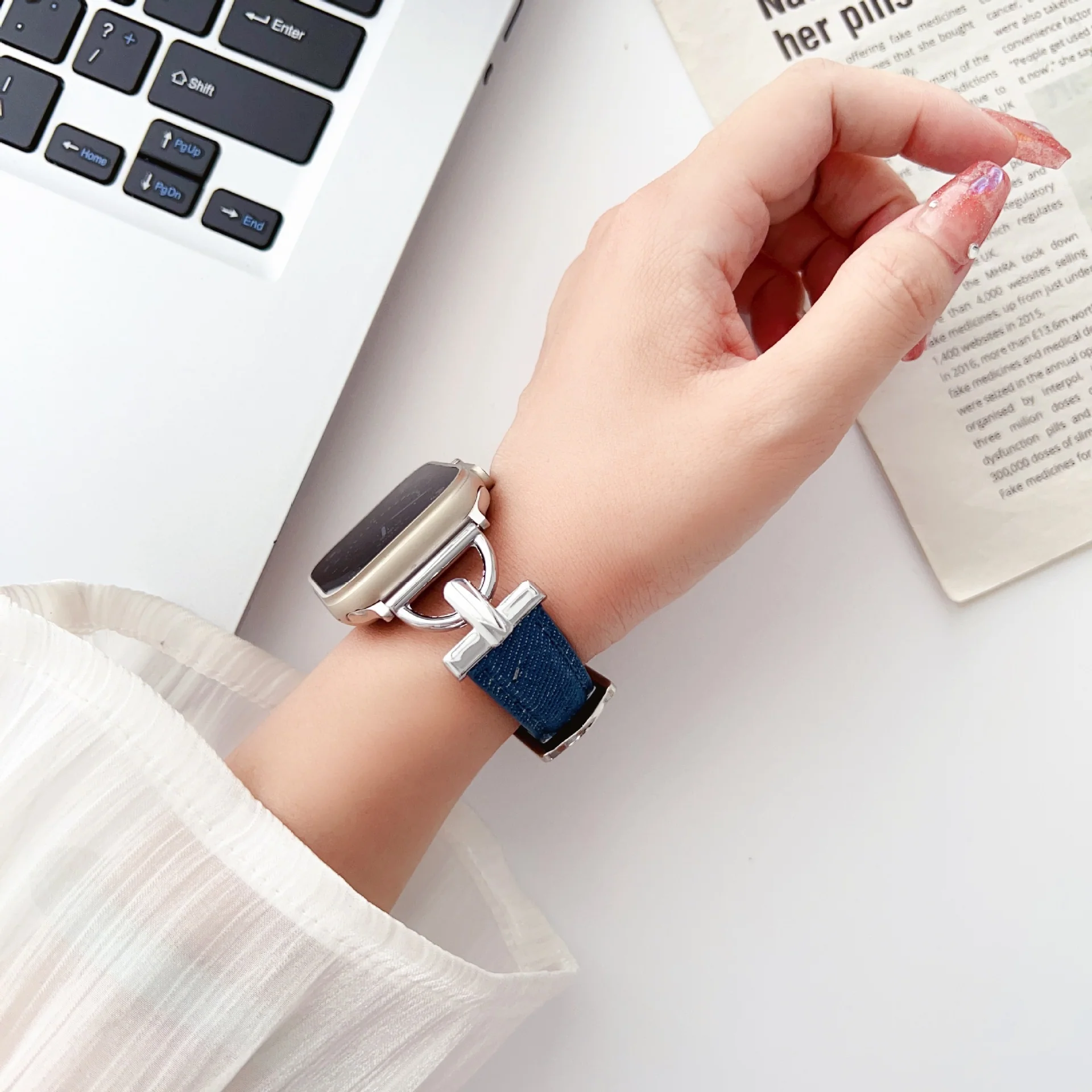 Bracelet : Nouveau bracelet fin en denim en métal – Image 6