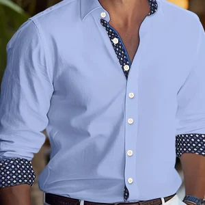 Chemise décontractée à manches longues pour homme, imprimée de rayures en maille - Boutonnée, en polyester, idéale pour les fêtes et les vacances