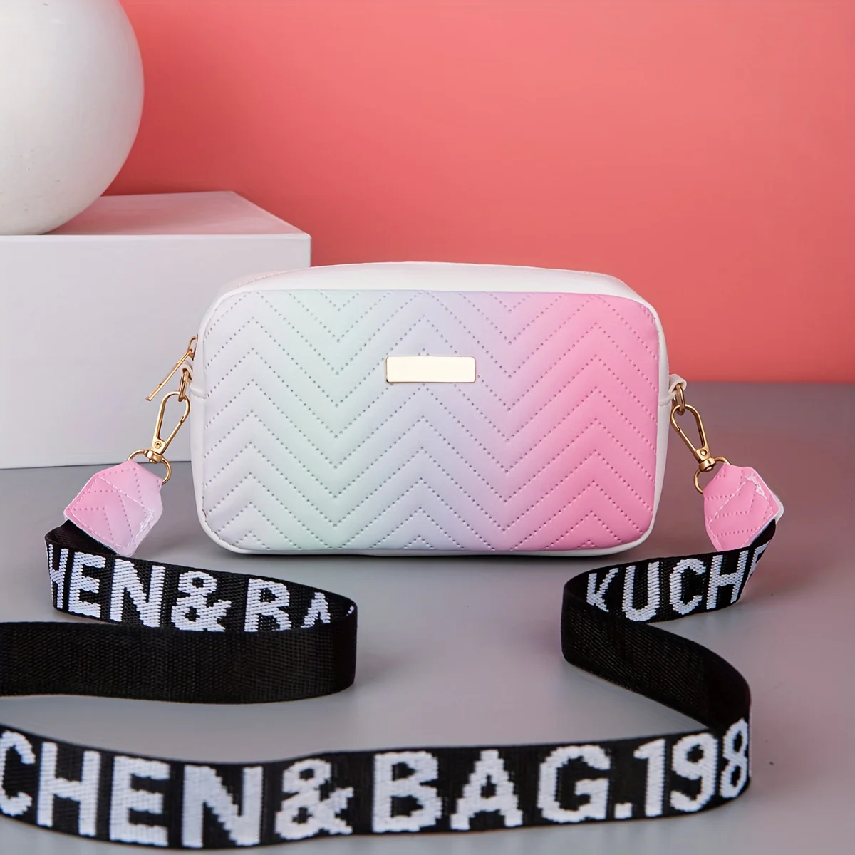 Sac bandoulière matelassé dégradé tendance – Image 4