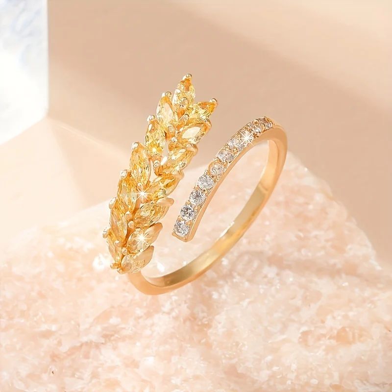 Bague ouverte élégante en cuivre ornée de zirconias – Image 6