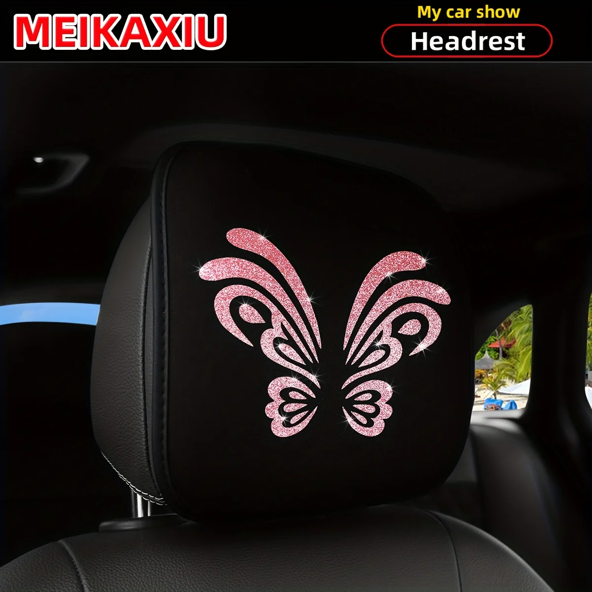 1. Coussin d'appui-tête de voiture confortable et respirant, motif papillon – Image 2